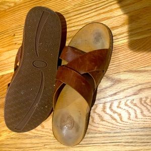 Leather Chaco slip on sandals